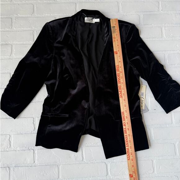 Eliza Jay NWT Ruched Sleeve Black Velvet Work Career Event Blazer sz M - Picture 5 of 6